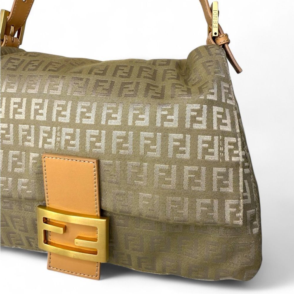 Authentic FENDI Mama Beige Monogram FF Zucchino Canvas Single Shoulder B… - Picture 9 of 16